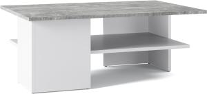 Domando Couchtisch Tropea Modern für Wohnzimmer Breite 90cm, große Ablage, farblich abgesetzte Tischplatte in Weiß Matt und Beton