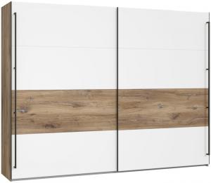 Schwebetürenschrank FEMILIA Kleiderschrank Schiebetüren Flagstaff Eiche / Weiß ca. 270 x 210 x 61 cm