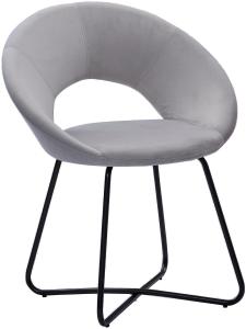 Esszimmerstuhl, Polsterstuhl 'LENNY' Design-Sessel Samt grau Metallbeine schwarz