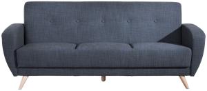 Jerry Sofa 3-Sitzer mit Bettfunktion Flachgewebe Blau Buche Natur