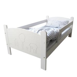 Kinderbettenwelt 'Häuschen' Kinderbett 70x140 cm, Weiß, inkl. Rollrost, Matratze und Schublade