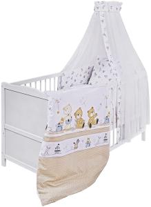 Urra 'Luca' Komplett-Kinderbett, 70 x 140 cm, Kiefer, weiß, inkl. Bettwäsche mit Motiv \"Spielbär\"