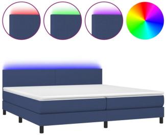 Boxspringbett mit Matratze & LED Stoff Blau 200 x 200 cm, Härtegrad: H2 [3133027]