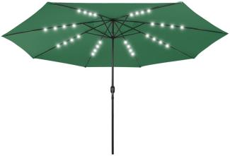 Sonnenschirm mit LED-Leuchten und Metallmast 400 cm Grün