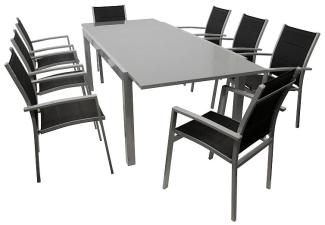 Sitzgruppe Gartengarnitur Tisch Stuhl 9-teilig Alu/Textil schwarz