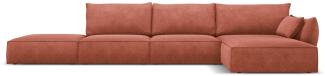 Micadoni 5-Sitzer Ecke rechts Sofa Kaelle | Bezug Terracotta | Beinfarbe Black Plastic