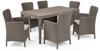 Allibert Diningset Girona-Miami 7-teilig cappuccino - Rattanoptik, wetterfest, Garten