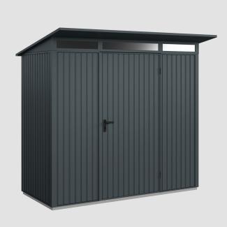 Hörmann Ecostar Aktionsangebot Metall-Gerätehaus Trend mit Pultdach Typ 1, 108 x 238 cm , anthrazitgrau, 2,6 m²,1-flüglige Tür