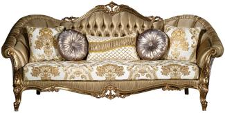 Casa Padrino Luxus Barock Sofa Gold / Weiß 256 x 87 x H. 120 cm, mit dekorativen Kissen