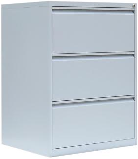 Stahl Büro Hängeregistratur Schrank Bürocontainer 101x76x62cm (HxBxT) mit 3 Schüben doppelbahnig Lichtgrau 561320