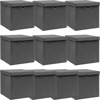 vidaXL Aufbewahrungsboxen mit Deckeln 10 Stk. Grau 32x32x32 cm Stoff