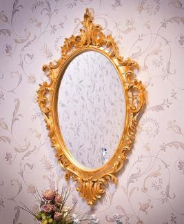 Casa Padrino Luxus Barock Spiegel Gold H. 109 cm - Ovaler Barockstil Wandspiegel - Made in Italy