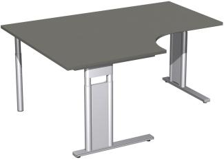 PC-Schreibtisch 'C Fuß Pro' links, höhenverstellbar, 160x120cm, Graphit / Silber