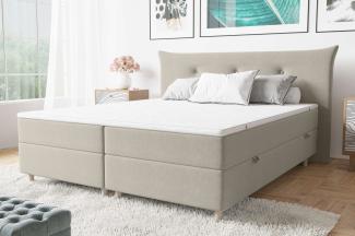 99rooms Artemis Boxspringbett 180x200 cm Strukturstoff INARI Beige Bonell-Federung