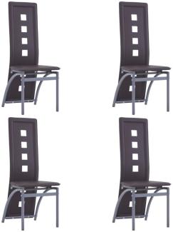 Sets Esszimmerstühle mit Lehne bis zum Boden und Löchern, Kunstleder, 4 Stühle Braun