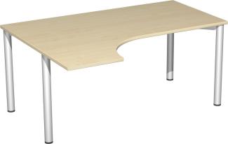 PC-Schreibtisch '4 Fuß Flex' links, 160x120cm, Ahorn / Silber