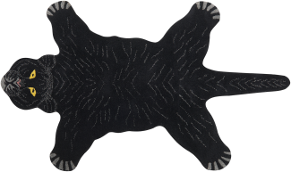 Kinderteppich Wolle schwarz 100 x 160 cm Panthermotiv BAGHEERA