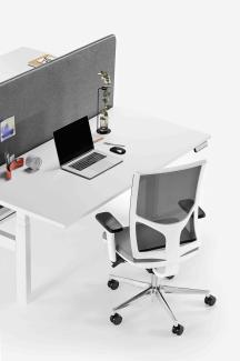 Bürodrehstuhl ZED, netzbespannte Rückenlehne, aluminiumfußkreuz und weißen Kunststoffdetails