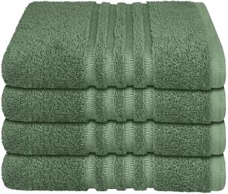 Schiesser Frottier Handtücher Milano im 4er Set aus Flauschiger, hautfreundlicher Baumwolle, Made IN Green, Farbe:Dunkelgrün, Größe:50 x 100 cm