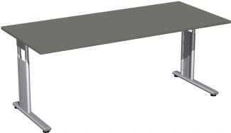 Schreibtisch 'C Fuß Flex' höhenverstellbar, 180x80cm, Graphit / Silber