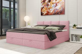 99rooms Alvaro Boxspringbett 180x200 cm Webstoff MALMO_NEW Rosa mit Topper