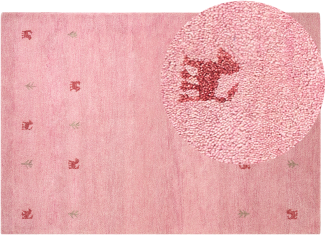 Gabbeh Teppich Wolle rosa 160 x 230 cm Tiermuster Hochflor YULAFI