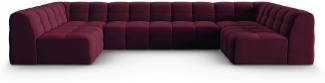 Micadoni 7-Sitzer Samtstoff Panorama Sofa Kendal | Bezug Purple | Beinfarbe Black Beech Wood