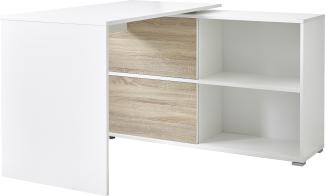 Schreibtisch >M-411< (BxHxT: 120x76x120 cm) in weiss | braun