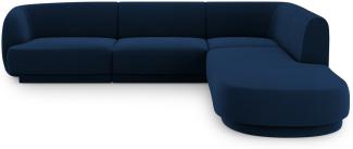Micadoni 6-Sitzer Samtstoff Ecke rechts Sofa Miley | Bezug Royal Blue | Beinfarbe Black Plastic