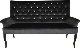 Casa Padrino Chesterfield Sitzbank / Sofa mit Bling Bling Glitzersteinen Schwarz B 180 cm, H 100 cm, T 67 cm - Esszimmer Bank - Limited Edition
