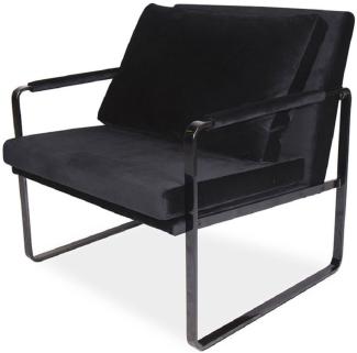 Casa Padrino Luxus Samt Sessel Schwarz 76 x 74 x H. 76 cm - Moderner Wohnzimmer Sessel mit Kissen - Luxus Möbel