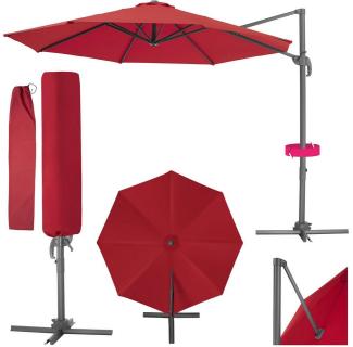 tectake Ampelschirm Sonnenschirm, Set mit Schutzhülle für Terrasse oder Garten, Parasol inkl. Schutzhülle in Schrimfarbe, Ø 300 cm