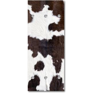 Queence Garderobe - "Cow Cow" Druck auf hochwertigem Arcylglas inkl. Edelstahlhaken und Aufhängung, Format: 50x120cm
