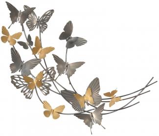 Wandobjekt aus Metall "Butterfly", grau/gold