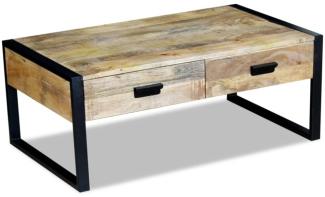 vidaXL Couchtisch mit 2 Schubladen Mangoholz Massiv 100x60x40 cm