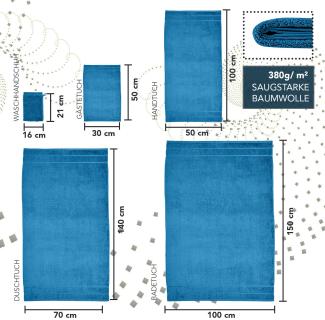 HOMESTORY Premium Handtuch-Set 100% Baumwolle, Frottee, weich, saugstark und schnelltrocknend, 380g/m², Oeko-Tex 100, Petrol 2x Handtuch - 50x100 cm