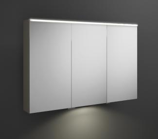 Burgbad Eqio Spiegelschrank mit horizontaler LED-Beleuchtung und Waschtischbeleuchtung, 3 Türen, mittlerer Anschlag rechts, 1200x800mm, SPGT120L, Korpus: Grau Hochglanz - SPGT120LF2010