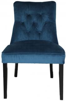 Casa Padrino Esszimmer Stuhl Blau / Schwarz ohne Armlehnen - Barock Möbel