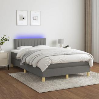 Boxspringbett mit Matratze & LED Stoff Dunkelgrau 120 x 200 cm, Härtegrad: H2 [3133862]