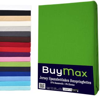 Buymax Spannbettlaken Stretch 140x200-160x220 cm für Wasserbetten und Boxspringbetten Bettbezug für Matratzen bis 35 cm Matratzenhöhe, Grün Apfelgrün
