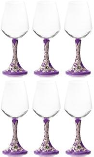 Casa Padrino Luxus Keramik Weinglas 6er Set Lila / Mehrfarbig H. 23,5 cm - Handgefertigte & handbemalte Weingläser - Hotel & Restaurant Accessoires - Luxus Qualität - Made in Italy