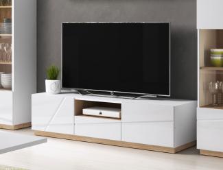 Lowboard "Futura" TV-Unterschrank 150cm weiß hochglanz eiche riviera MDF grifflos