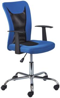 Bürosessel mit Armlehnen, höhenverstellbar, blau und schwarz, 55x54,5x85-95 cm