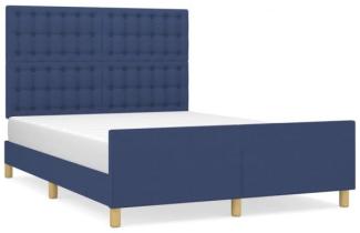 Doppelbett mit Kopfteil Stoff Blau 140 x 200 cm