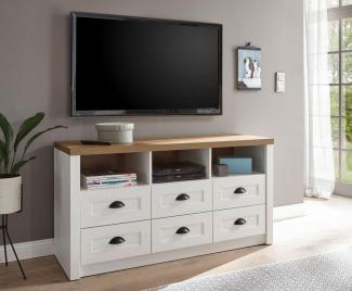 Landhaus Lowboard TV-Board Wohnzimmer Provence 130cm pinie weiß eichefarben hell