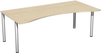 Schreibtisch '4 Fuß Flex', feste Höhe 200x100cm, Ahorn / Silber