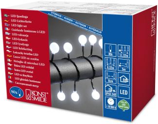 Konstsmide 3696-207 LED Globelichterkette mit großen runden Dioden / für Außen (IP44) / 24V Außentrafo / 80 kalt weißen Dioden / schwarzes Kabel