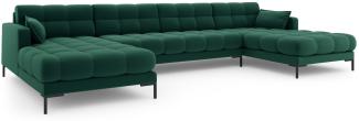 Micadoni 6-Sitzer Panorama Sofa Mamaia | Bezug Green | Beinfarbe Black Metal