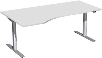 Elektro-Hubtisch 'Flex' links, höhenverstellbar, 180x100x68-116cm, Lichtgrau / Silber