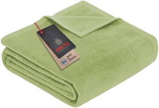 Ibena Porto Decke 150x200 cm – Baumwollmix weich, warm & waschbar, Kuscheldecke grün einfarbig